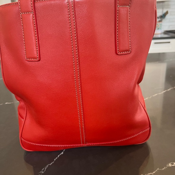 Coach Red Leather Tote Bag - Picture 2 of 10